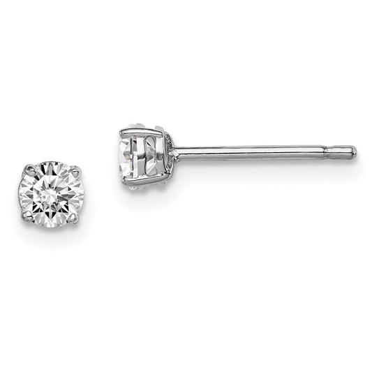 Sterling Silver Madi K Rhodium-Plated 4mm Round Cz Children'S Stud Earrings
