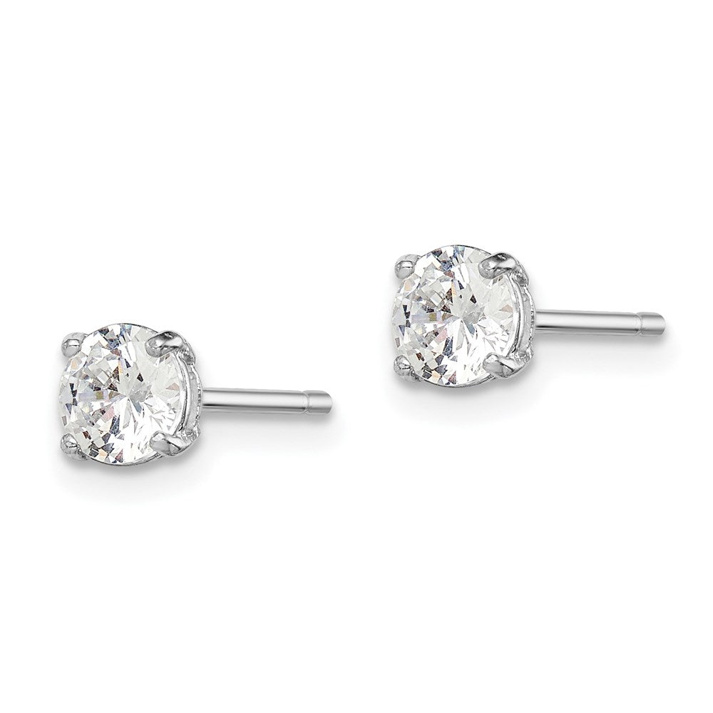 Sterling Silver Madi K Rhodium-Plated 5mm Round Cz Children'S Stud Earrings