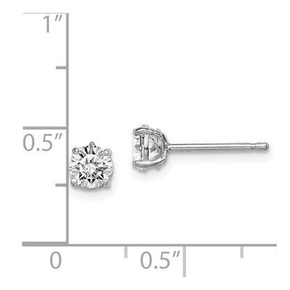 Sterling Silver Madi K Rhodium-Plated 5mm Round Cz Children'S Stud Earrings