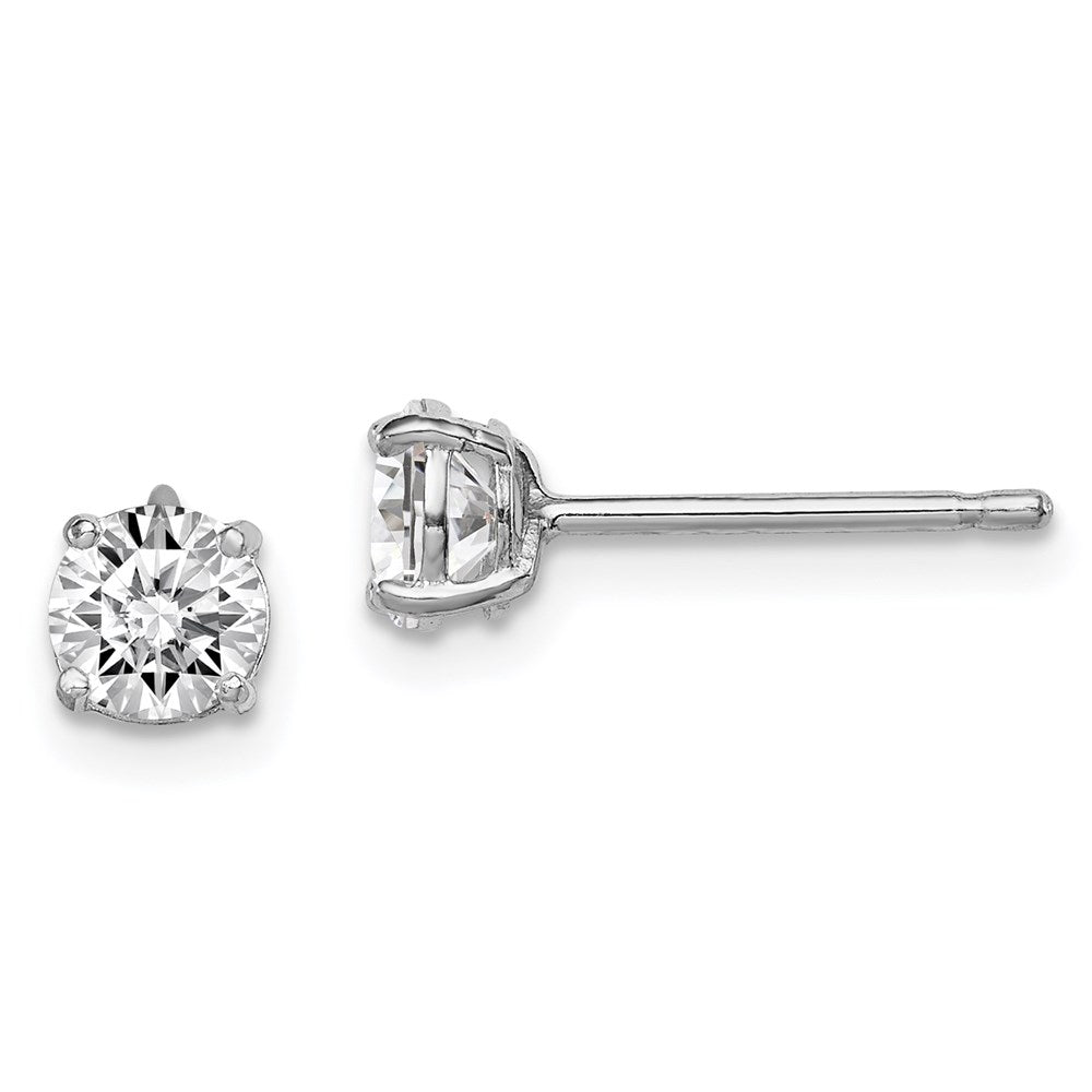 Sterling Silver Madi K Rhodium-Plated 5mm Round Cz Children'S Stud Earrings