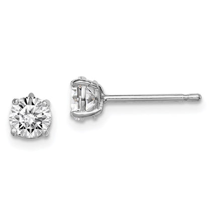 Sterling Silver Madi K Rhodium-Plated 5mm Round Cz Children'S Stud Earrings