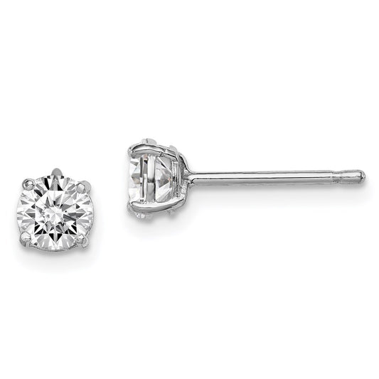 Sterling Silver Madi K Rhodium-Plated 5mm Round Cz Children'S Stud Earrings