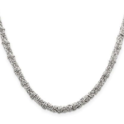 24 Inch Sterling Silver 4mm Fancy Byzantine Chain Necklace