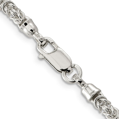 18 Inch Sterling Silver 4mm Fancy Byzantine Chain Necklace