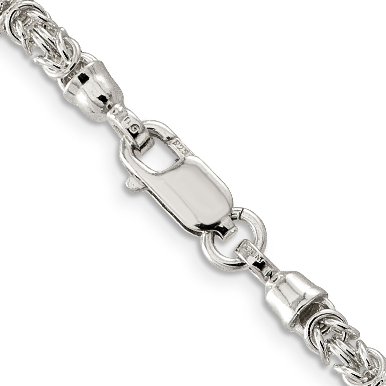24 Inch Sterling Silver 4mm Fancy Byzantine Chain Necklace