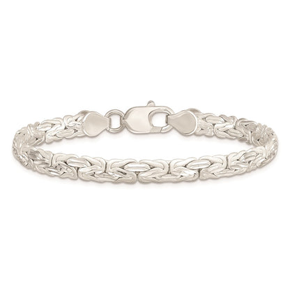 8 Inch Sterling Silver Polished Back/Satin D/C Front Fancy Byzantine Bracelet