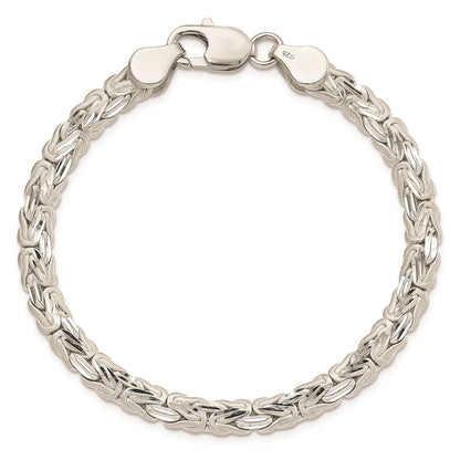 8 Inch Sterling Silver Polished Back/Satin D/C Front Fancy Byzantine Bracelet