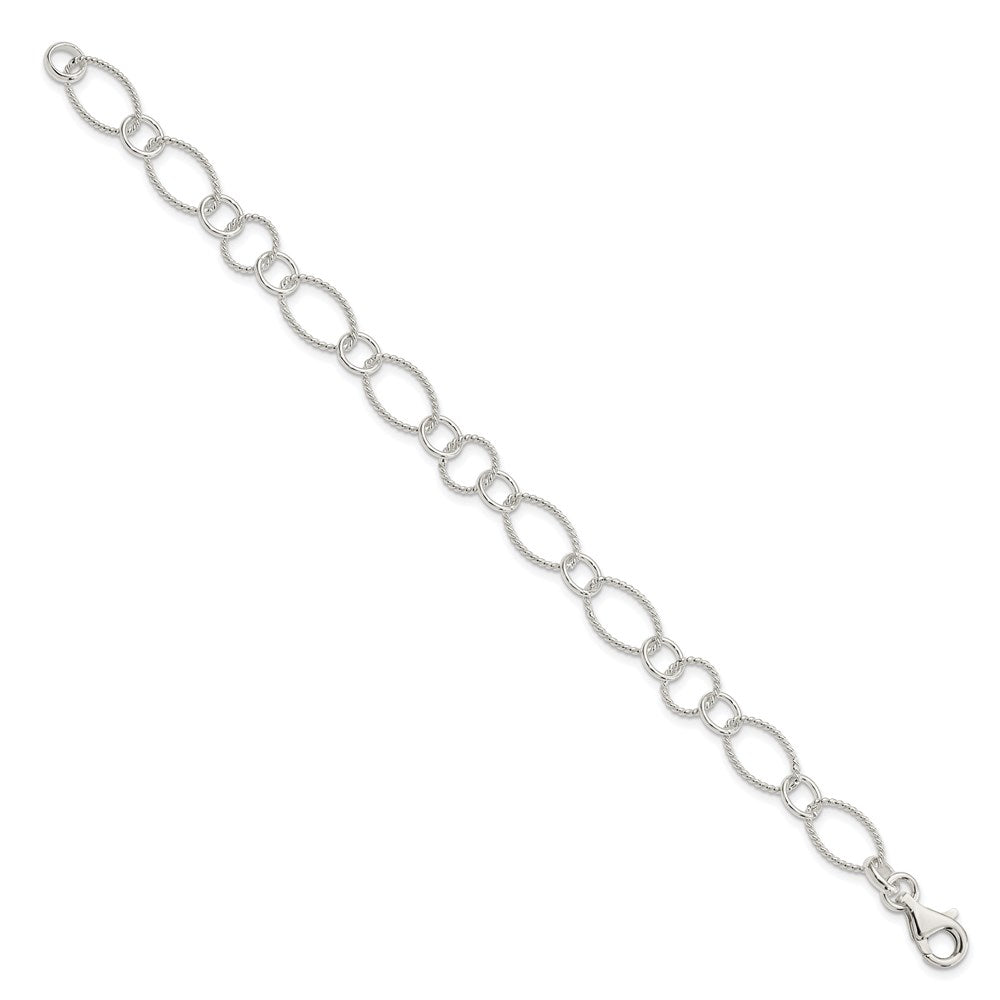 7.5 Inch Sterling Silver Fancy Link Bracelet