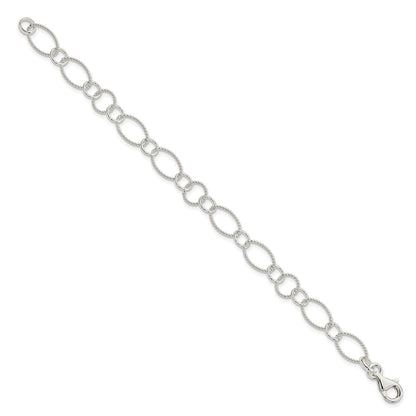 7.5 Inch Sterling Silver Fancy Link Bracelet