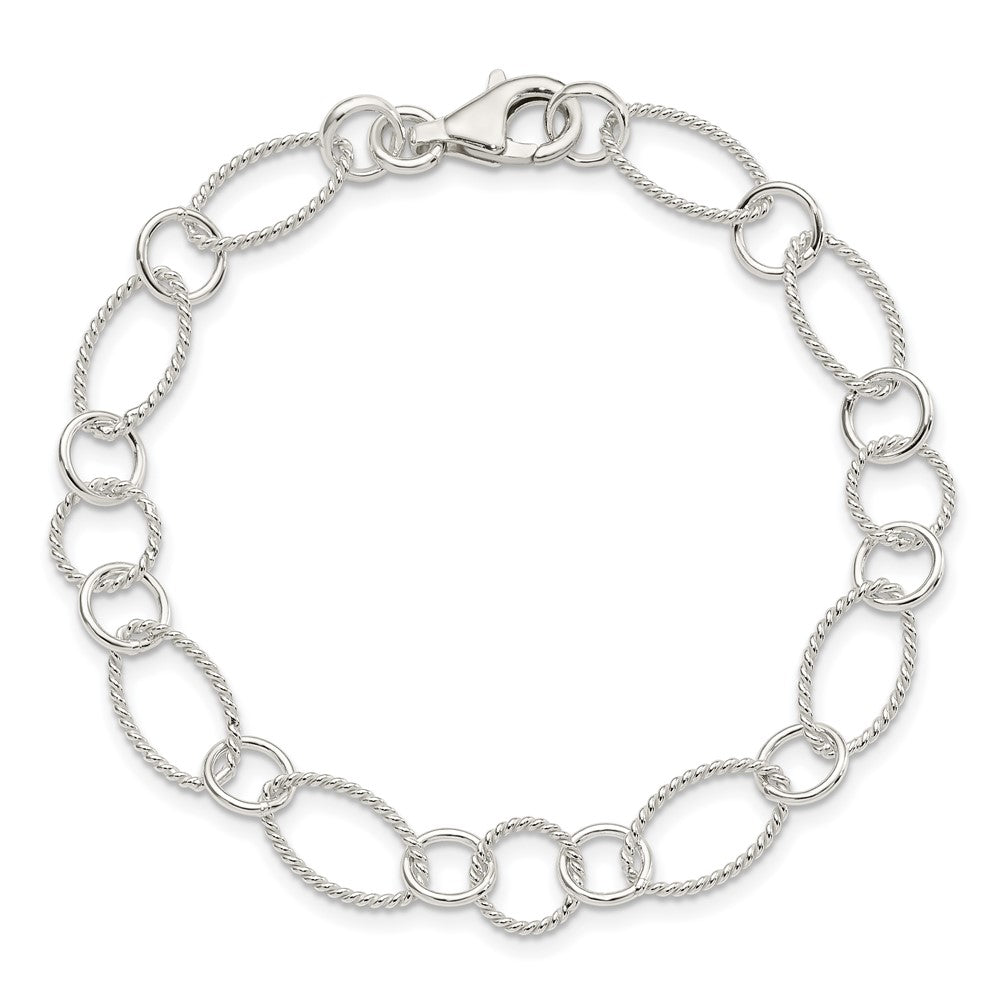 7.5 Inch Sterling Silver Fancy Link Bracelet