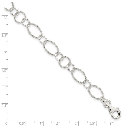 7.5 Inch Sterling Silver Fancy Link Bracelet