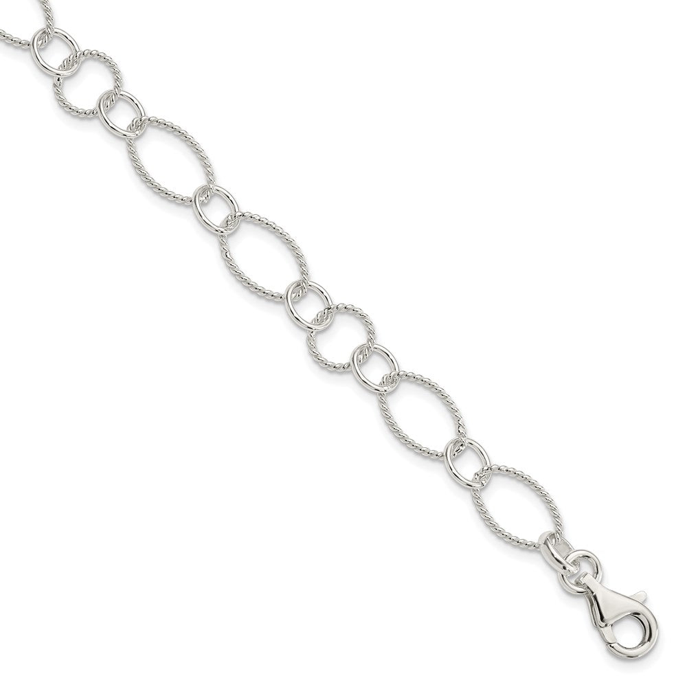 7.5 Inch Sterling Silver Fancy Link Bracelet