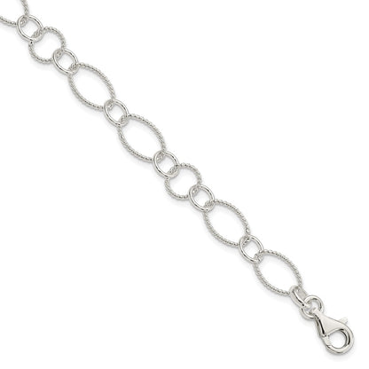7.5 Inch Sterling Silver Fancy Link Bracelet