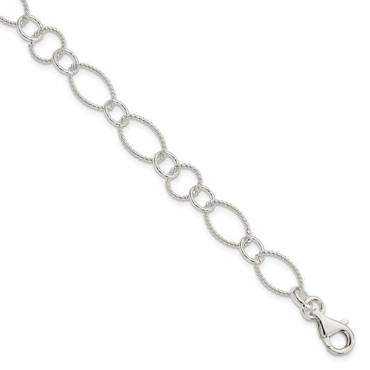 7.5 Inch Sterling Silver Fancy Link Bracelet