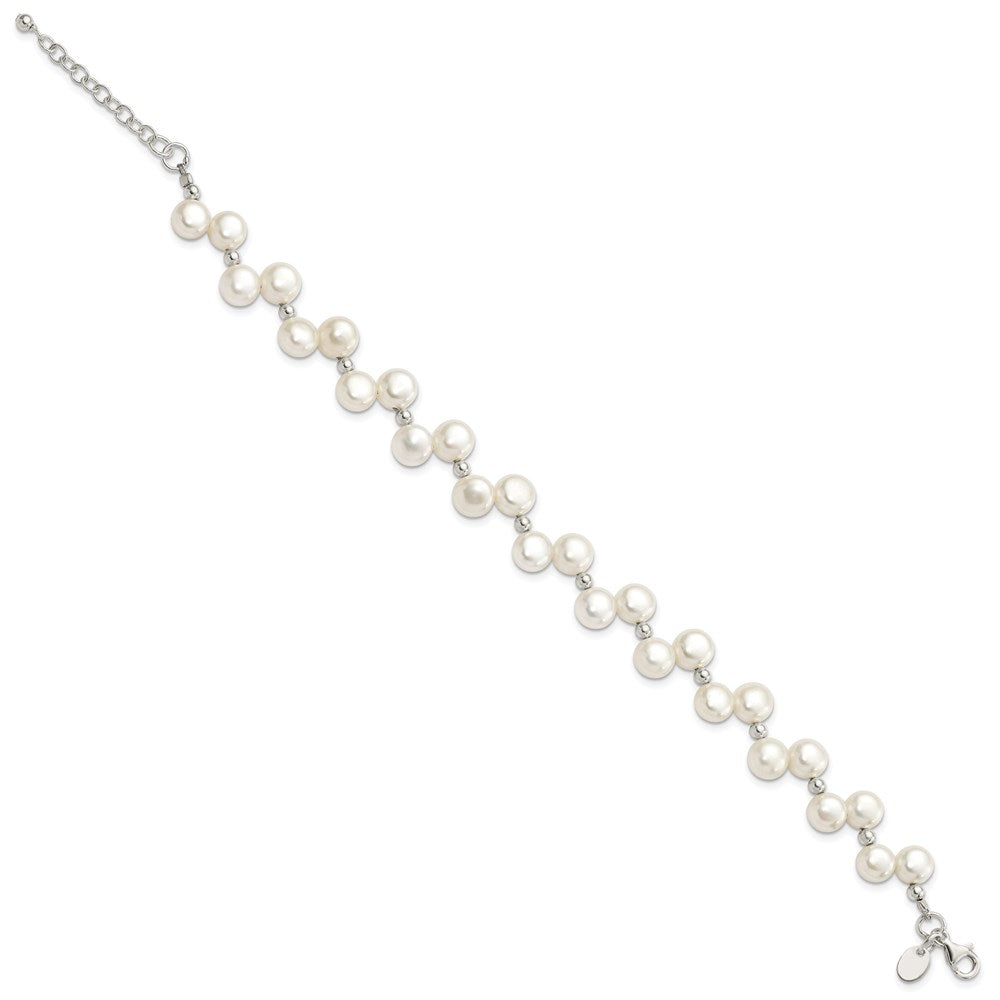 7.5 Inch Sterling Silver Fw Cultured Button Pearl 7.5In Bracelet