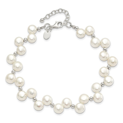 7.5 Inch Sterling Silver Fw Cultured Button Pearl 7.5In Bracelet