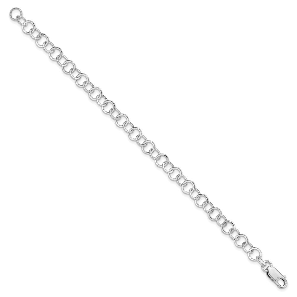 Sterling Silver Amore La Vita Rhodium-Plated Polished 7mm 8.5 Inch Fancy Link With Lobster Clasp Charm Bracelet