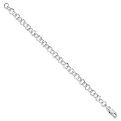 Sterling Silver Amore La Vita Rhodium-Plated Polished 7mm 8.5 Inch Fancy Link With Lobster Clasp Charm Bracelet