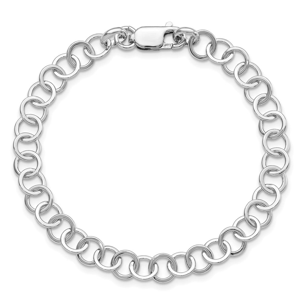 Sterling Silver Amore La Vita Rhodium-Plated Polished 7mm 8.5 Inch Fancy Link With Lobster Clasp Charm Bracelet