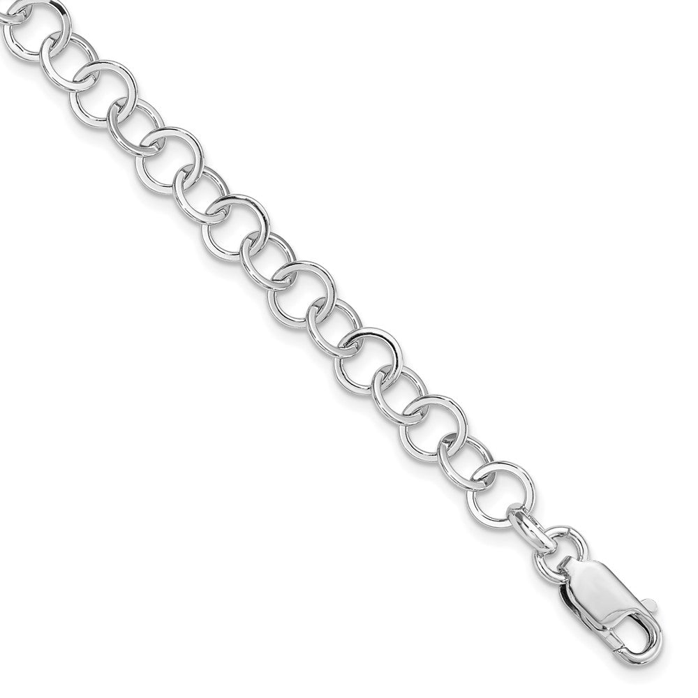 Sterling Silver Amore La Vita Rhodium-Plated Polished 7mm 7.5 Inch Fancy Link With Lobster Clasp Charm Bracelet