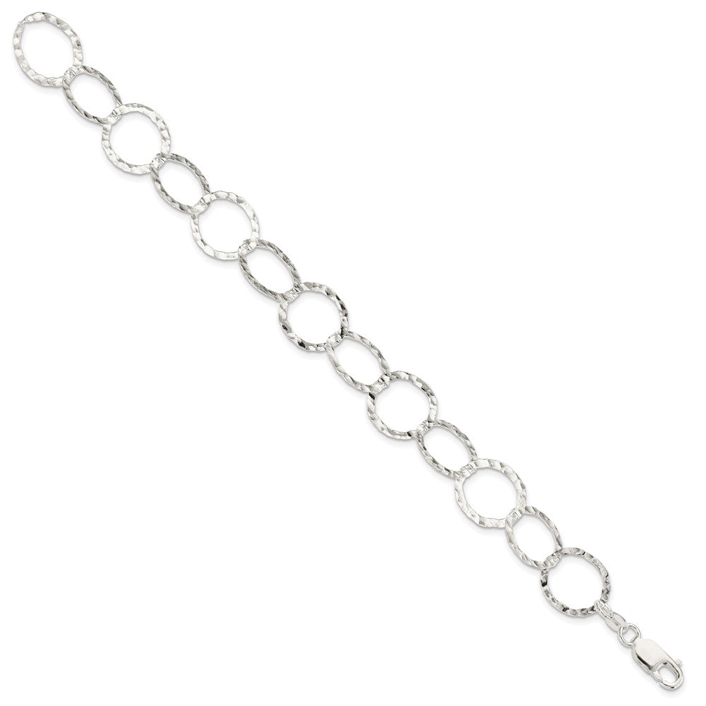 7.5 Inch Sterling Silver Fancy Hammered Bracelet