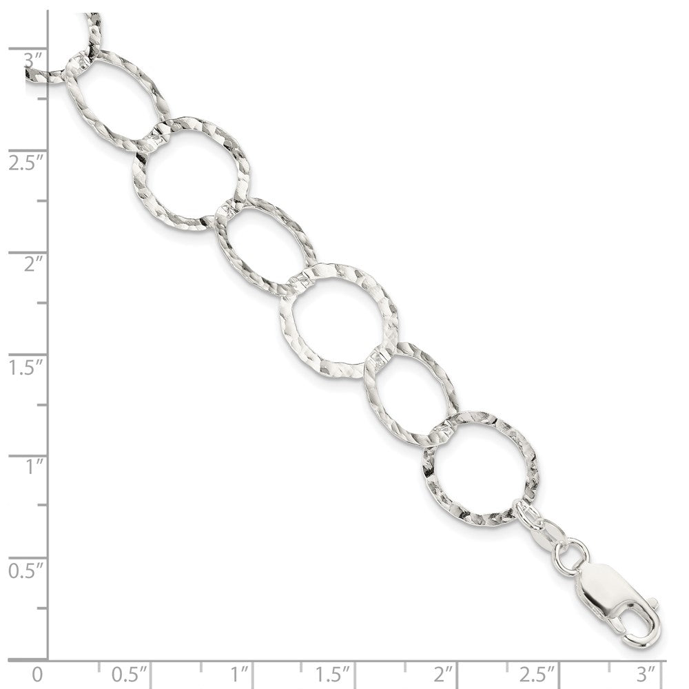 7.5 Inch Sterling Silver Fancy Hammered Bracelet