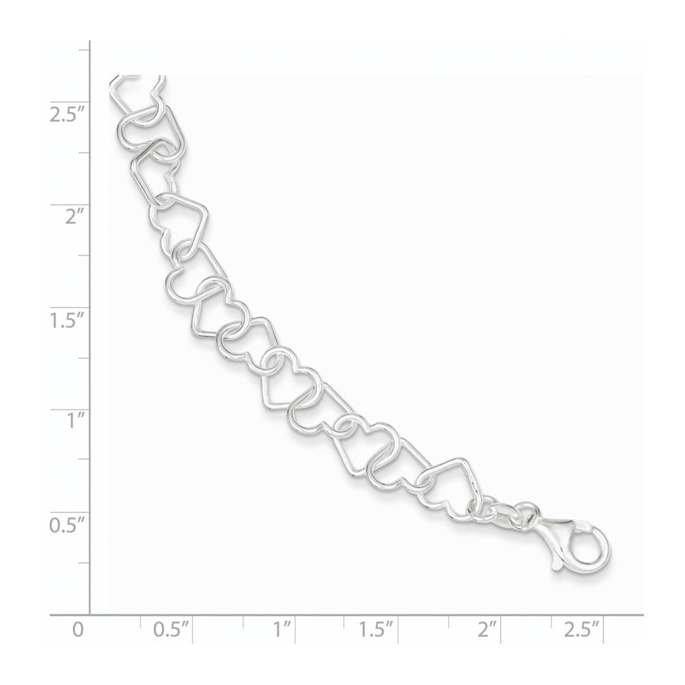 7.5 Inch Sterling Silver 7.5Inch Polished Fancy Heart Link Bracelet