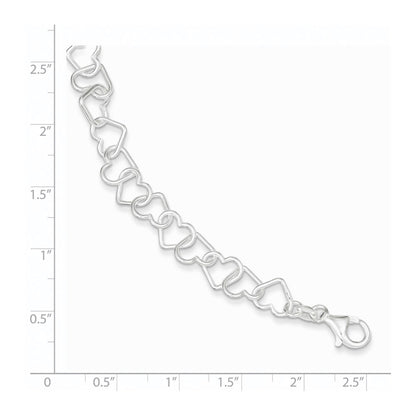 7.5 Inch Sterling Silver 7.5Inch Polished Fancy Heart Link Bracelet