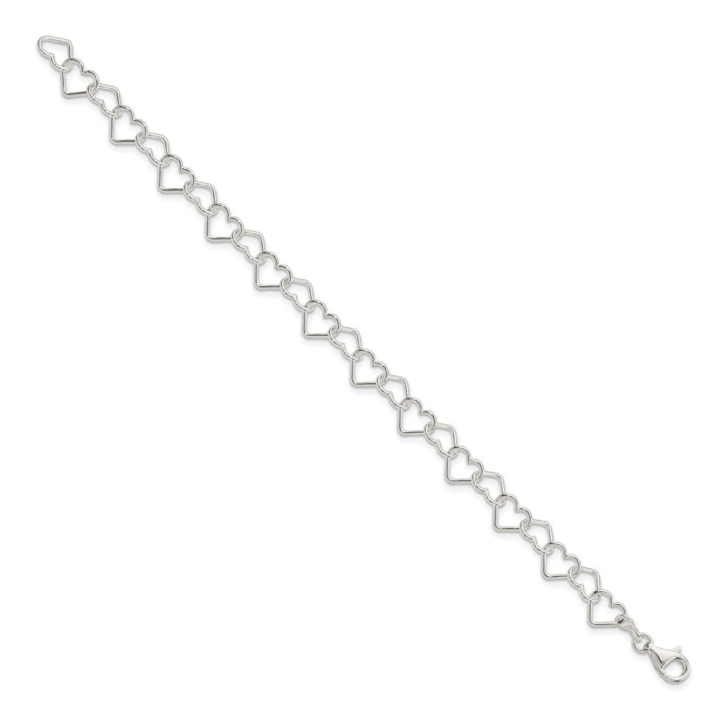 7.5 Inch Sterling Silver 7.5Inch Polished Fancy Heart Link Bracelet