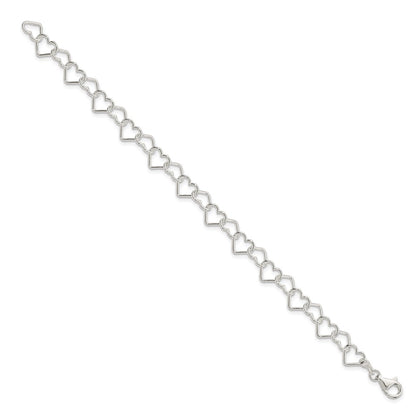 7.5 Inch Sterling Silver 7.5Inch Polished Fancy Heart Link Bracelet