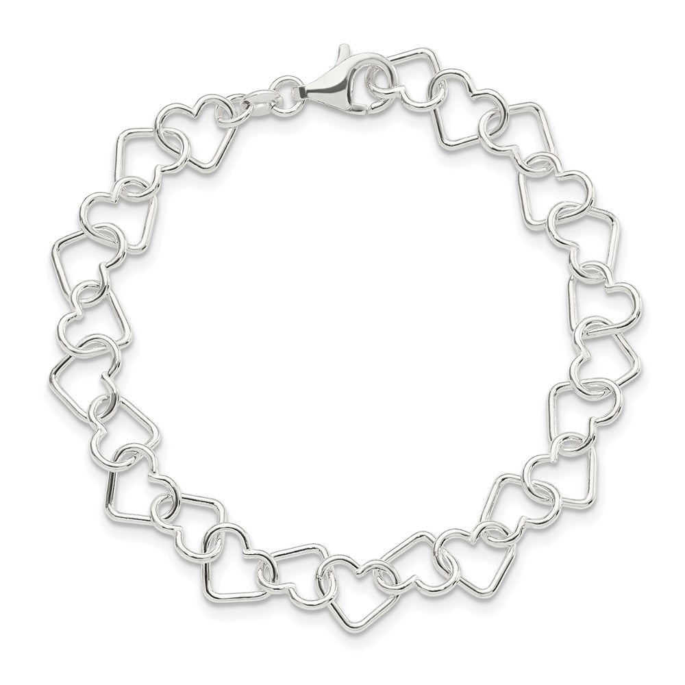 7.5 Inch Sterling Silver 7.5Inch Polished Fancy Heart Link Bracelet