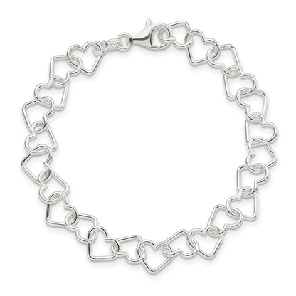 7.5 Inch Sterling Silver 7.5Inch Polished Fancy Heart Link Bracelet