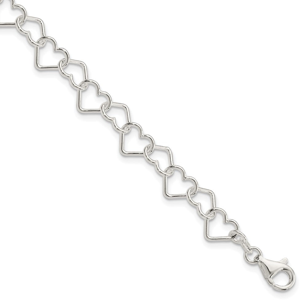7.5 Inch Sterling Silver 7.5Inch Polished Fancy Heart Link Bracelet