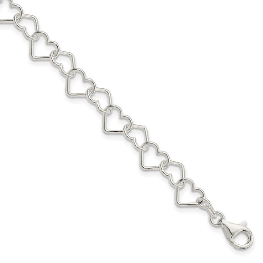 7.5 Inch Sterling Silver 7.5Inch Polished Fancy Heart Link Bracelet