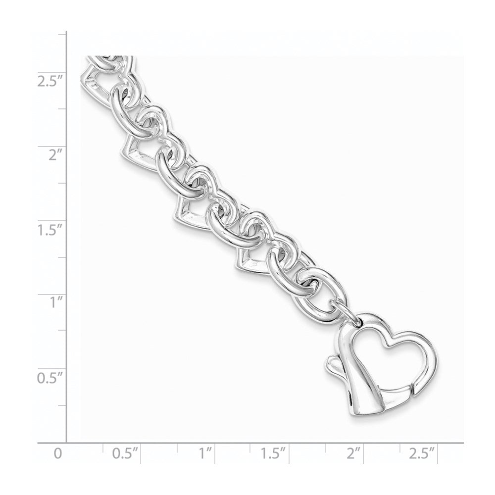 7.5 Inch Sterling Silver 7.5Inch Polished Fancy Heart Link Bracelet