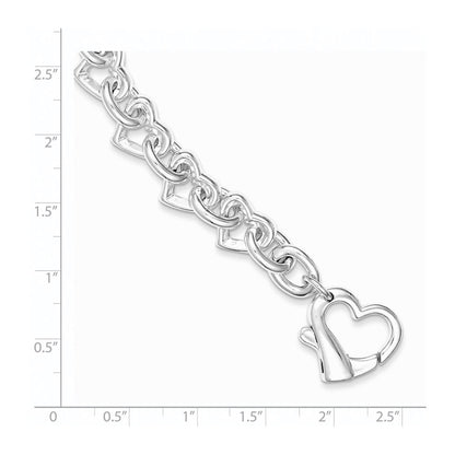 7.5 Inch Sterling Silver 7.5Inch Polished Fancy Heart Link Bracelet