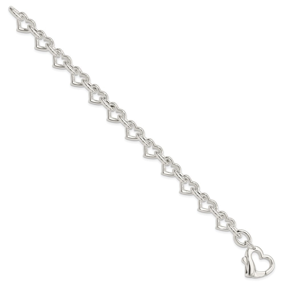 7.5 Inch Sterling Silver 7.5Inch Polished Fancy Heart Link Bracelet