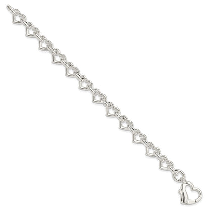 7.5 Inch Sterling Silver 7.5Inch Polished Fancy Heart Link Bracelet