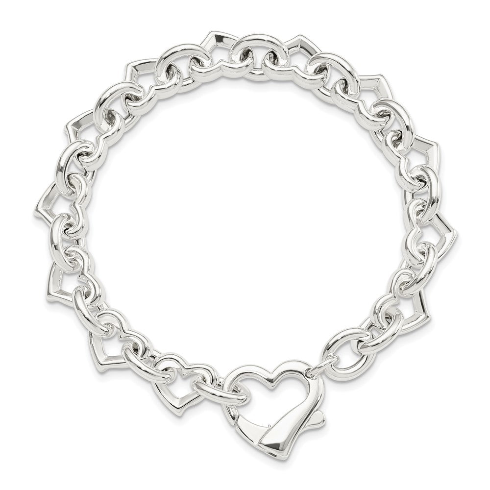 7.5 Inch Sterling Silver 7.5Inch Polished Fancy Heart Link Bracelet