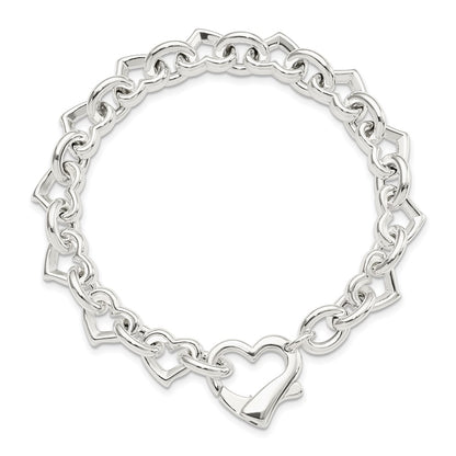 7.5 Inch Sterling Silver 7.5Inch Polished Fancy Heart Link Bracelet
