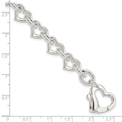 7.5 Inch Sterling Silver 7.5Inch Polished Fancy Heart Link Bracelet