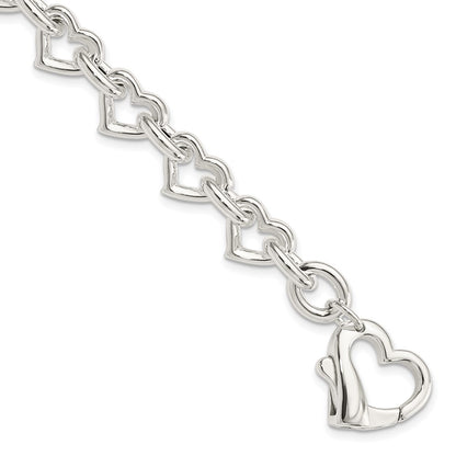 7.5 Inch Sterling Silver 7.5Inch Polished Fancy Heart Link Bracelet