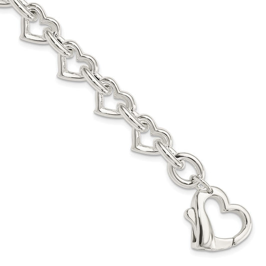 7.5 Inch Sterling Silver 7.5Inch Polished Fancy Heart Link Bracelet