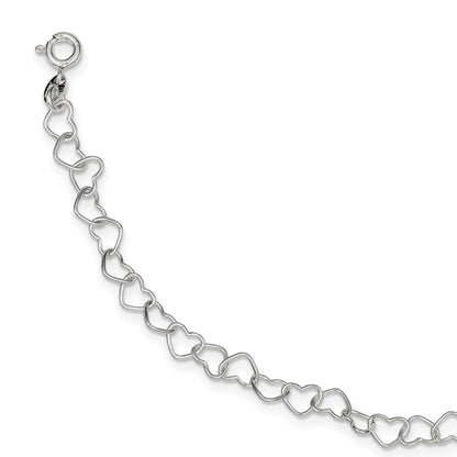 8 Inch Sterling Silver 8Inch Polished Fancy Heart Link Bracelet