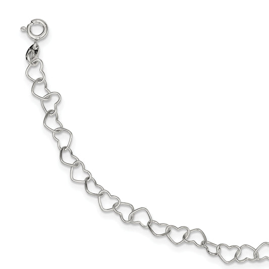 8 Inch Sterling Silver 8Inch Polished Fancy Heart Link Bracelet