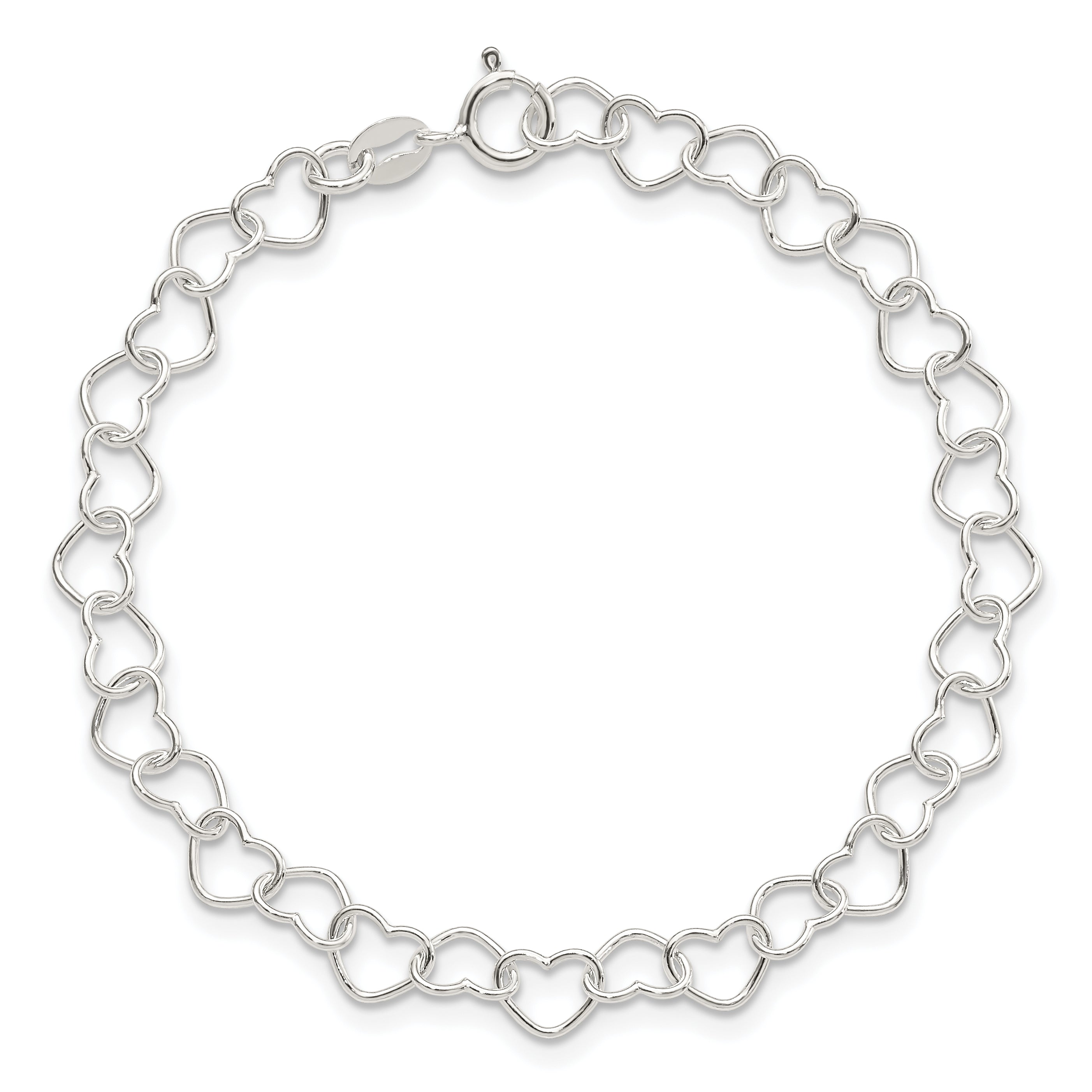 6 Inch Sterling Silver 6Inch Polished Fancy Heart Link Bracelet