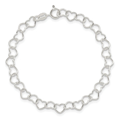 7 Inch Sterling Silver 7Inch Polished Fancy Heart Link Bracelet