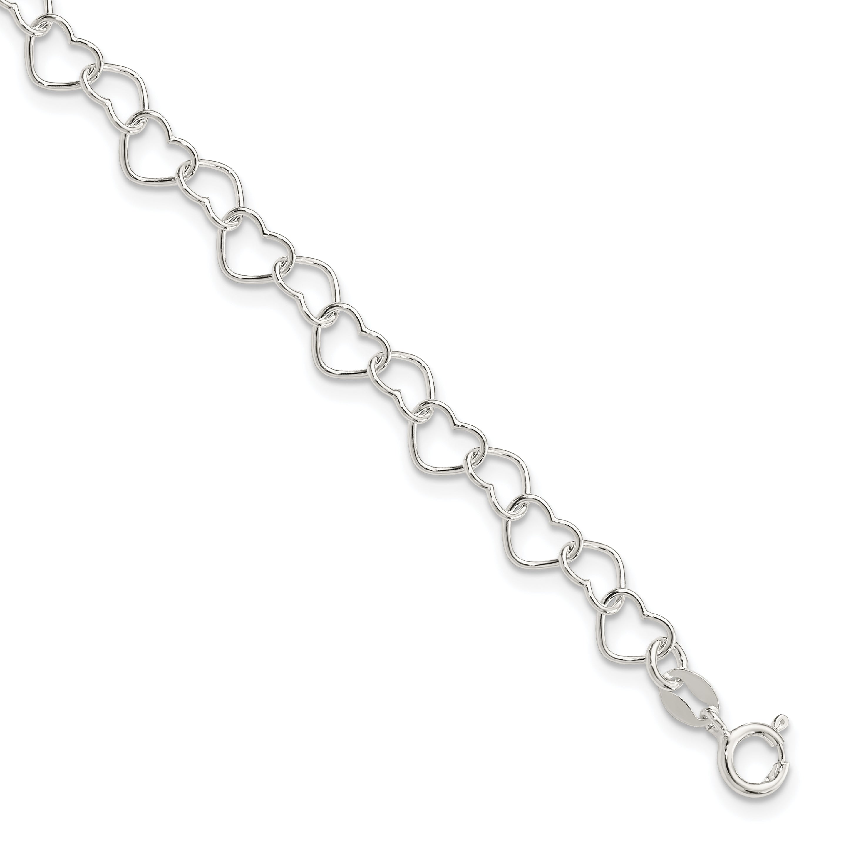 6 Inch Sterling Silver 6Inch Polished Fancy Heart Link Bracelet