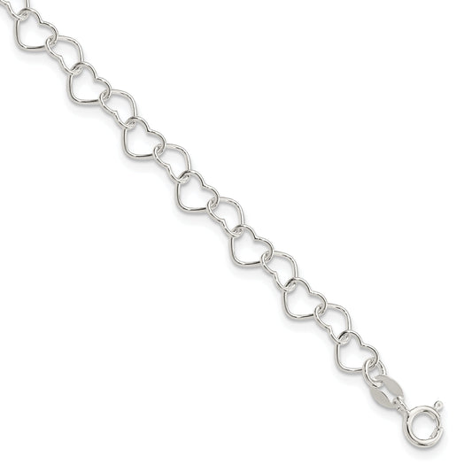 6 Inch Sterling Silver 6Inch Polished Fancy Heart Link Bracelet