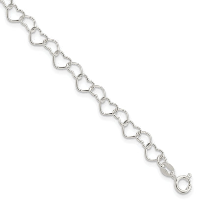 7 Inch Sterling Silver 7Inch Polished Fancy Heart Link Bracelet